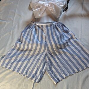 Blue and White Striped Women's Shorts